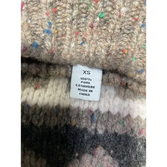 Autumn Cashmere 'Fair Isle' Brown Cashmere Cashmere Turtleneck Sweater Size XS - Picture 5 of 5